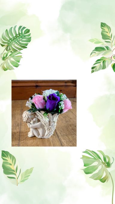 Ceramic Cherub with roses