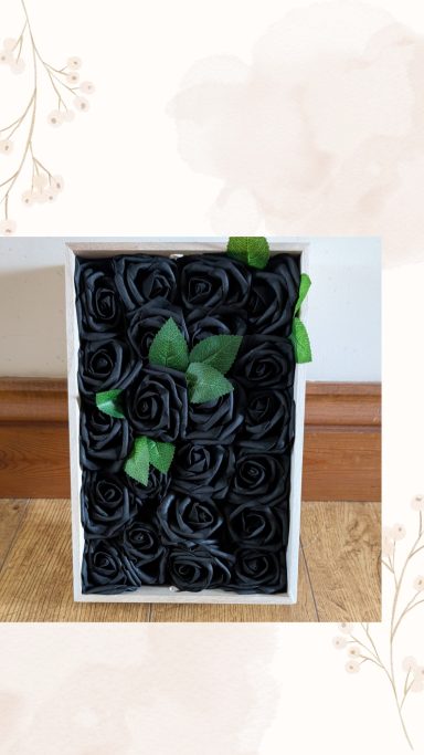 Black rose on trat to hang or display