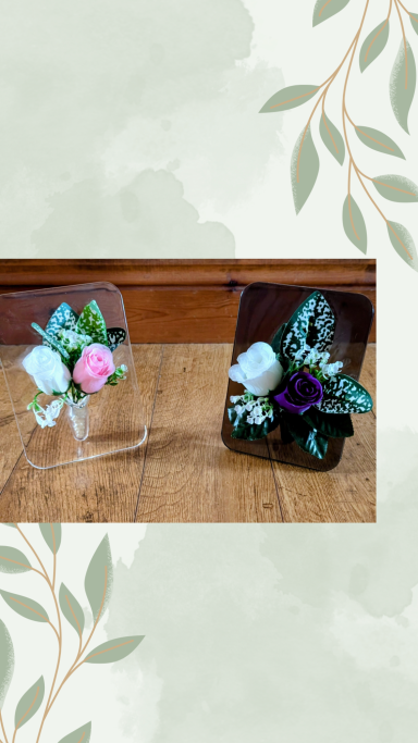 Clear Glass roses and pearls and Smokey glass roses
