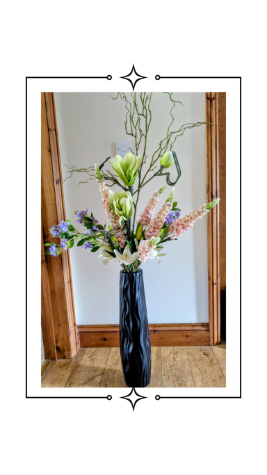 Large Black corner/Hall flower arrangement